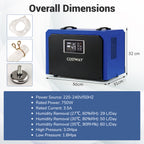 60L Crawl Space Dehumidifier with Drain Hose and 24H Timer
