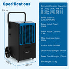 66L/Day High-Capacity Commercial Dehumidifier with 24H Timer for Basement