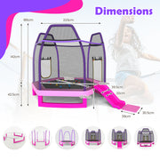 7 Feet Hexagonal Trampoline with Slide and Safety Enclosure Net