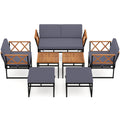 Costway 7-Piece Outdoor Conversation Set with Ottomans | Porch Garden Terrace | Grey | HW74059GR