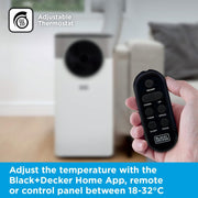 BLACK+DECKER BXAC40035GB portable air conditioner rear view showing exhaust vent and window kit hose connection