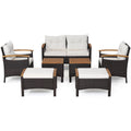 Costway 7-Piece Patio Rattan Sofa Set with Cushions & Ottomans | Outdoor Garden Lounge Set | HW70450