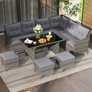 7 Pieces Patio Dining Furniture Set Grey - Side View