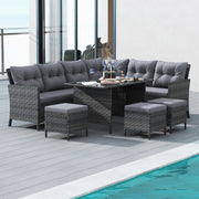 7 Pieces Patio Dining Furniture Set Grey - Chair
