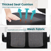 Thickened seat cushion with 3.9-inch high resilience sponge and breathable mesh fabric.