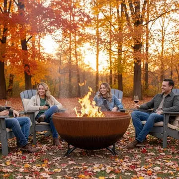 Kings Cauldron 41 Hemispherical Fire Pit – Heavy-Duty Patina Steel Outdoor Fire Bowl