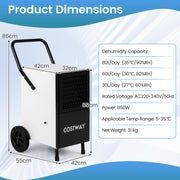 80L/Day Commercial Dehumidifier with Built-in Water Pump