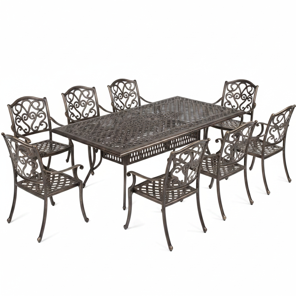 Outsunny 9-Piece Cast Aluminium Dining Set Bronze Patio
