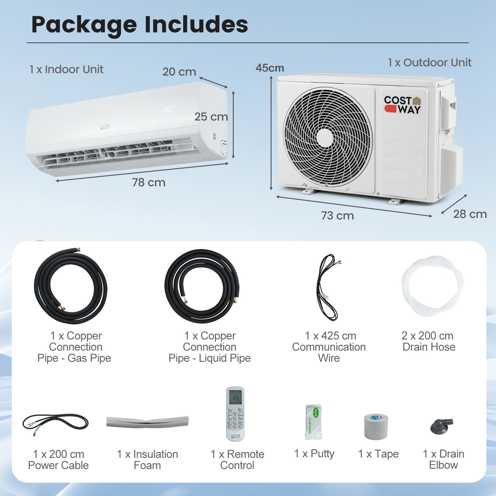 9000 BTU (2.6 kW) Mini Split Air Conditioner A++ Energy Efficient AC Unit