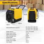 90L/Day Commercial Dehumidifier with Pump and 2 Wheels