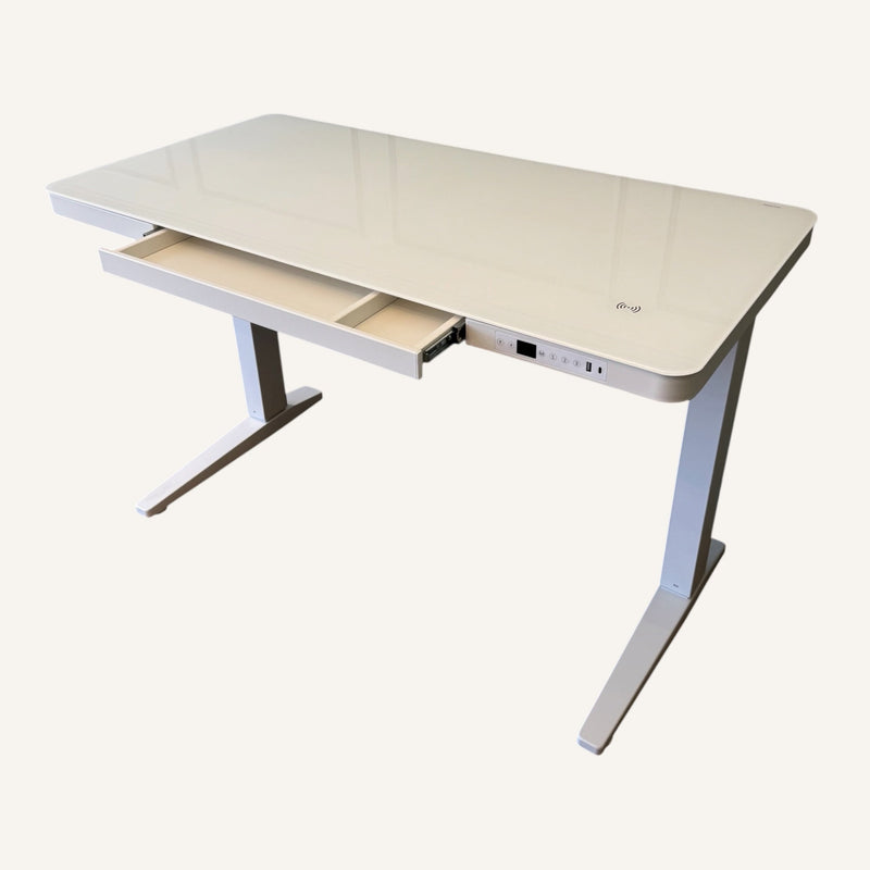E-Max Electric Height Adjustable Desk White (Glass Top) – Purus Life - image 4