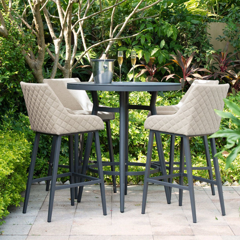Maze Outdoor Fabric Regal 4 Seat Round Bar Set - Oatmeal