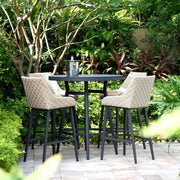 Maze Regal 4 Seat Round Bar Set Oatmeal - angle view
