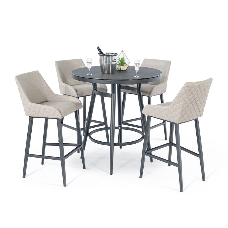 Maze Regal 4 Seat Round Bar Set Oatmeal - lifestyle view