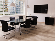 Advocate Medium Back Leather Visitor Chair - styled in boardroom setting with matching meeting room furniture