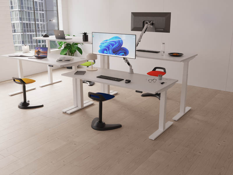 Spry Task Operator Stool – Black Fabric, office lifestyle shot