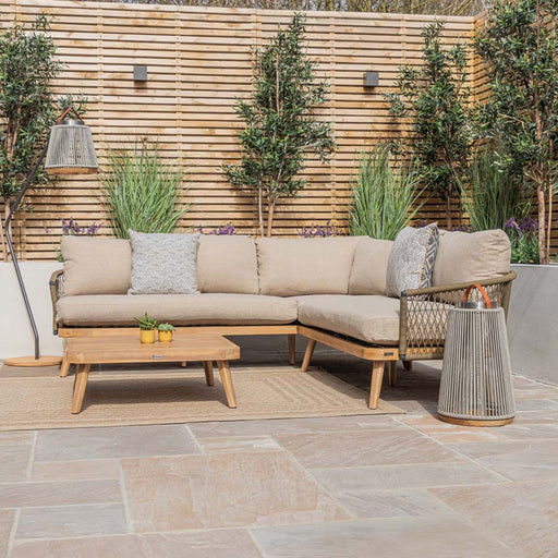 Maze Bali Rope Weave Corner Sofa Set with Large Square Coffee Table - angle view