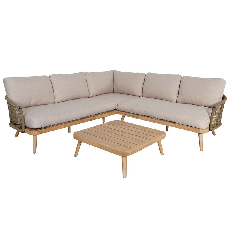 Maze Bali Rope Weave Corner Sofa Set with Large Square Coffee Table - lifestyle view