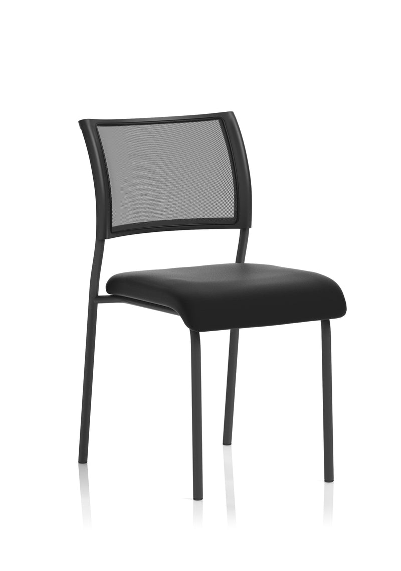 Brunswick Medium Back Stacking Visitor Chair - Black Frame, No Arms - front view