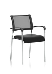 Brunswick Medium Back Stacking Visitor Chair - Chrome Frame, With Arms - front view
