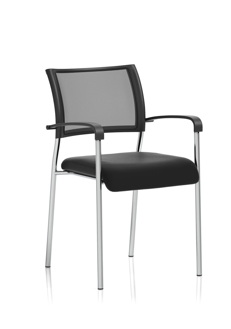 Brunswick Medium Back Stacking Visitor Chair - Chrome Frame, With Arms - front view