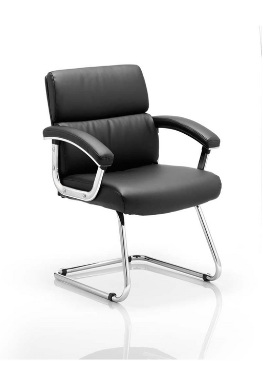 Desire Medium Back Leather Cantilever Visitor Chair - Black