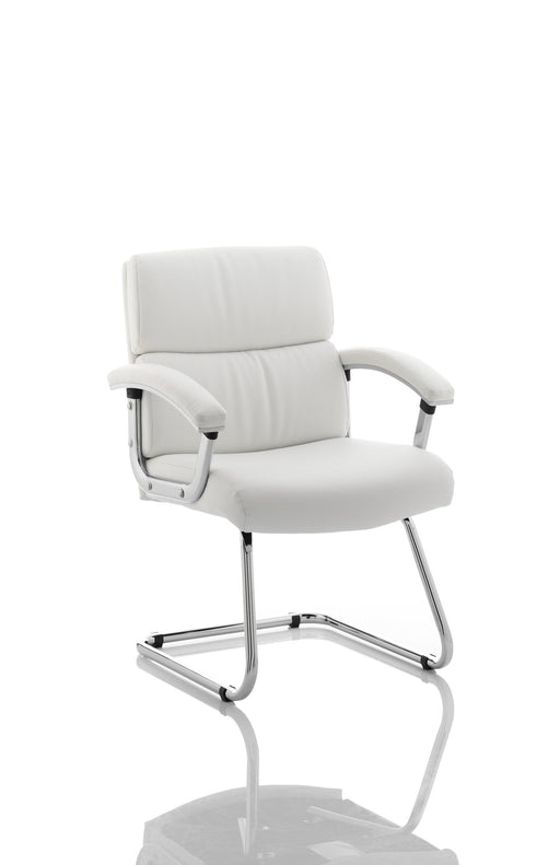 Desire Medium Back Leather Cantilever Visitor Chair - White