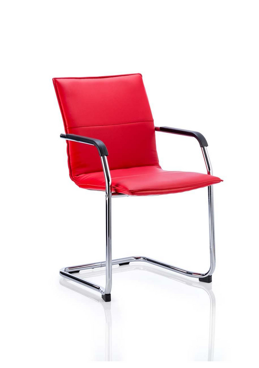 Echo Medium Back Leather Cantilever Visitor Chair - Red