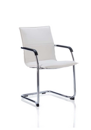 Echo Medium Back Leather Cantilever Visitor Chair - White
