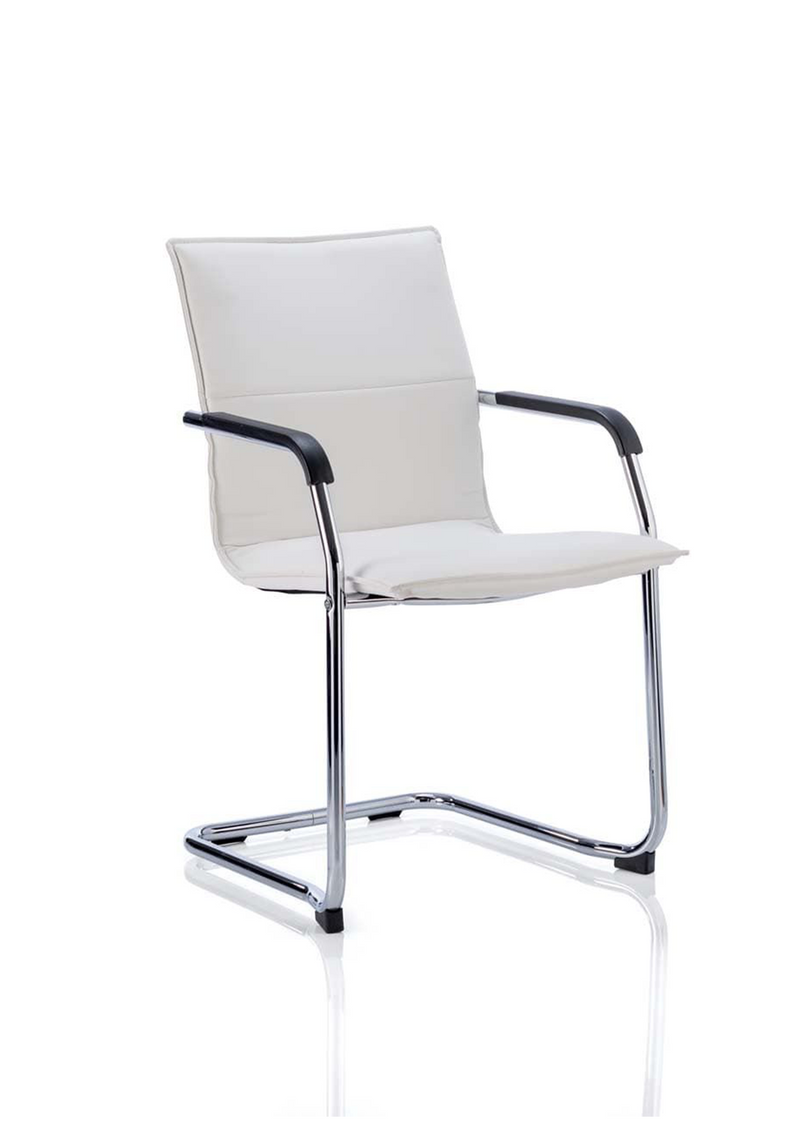 Echo Medium Back Leather Cantilever Visitor Chair - White