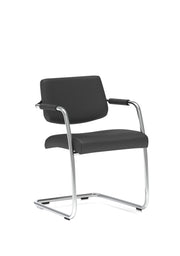 Havanna Medium Back Cantilever Visitor Chair - Black Leather
