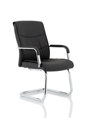Carter Medium Back Black Leather Cantilever Visitor Chair - front view