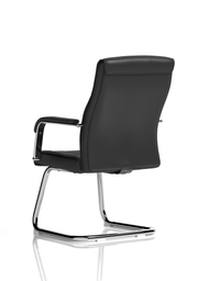 Carter Medium Back Black Leather Cantilever Visitor Chair - angle view