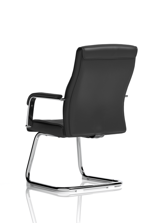 Carter Medium Back Black Leather Cantilever Visitor Chair - angle view