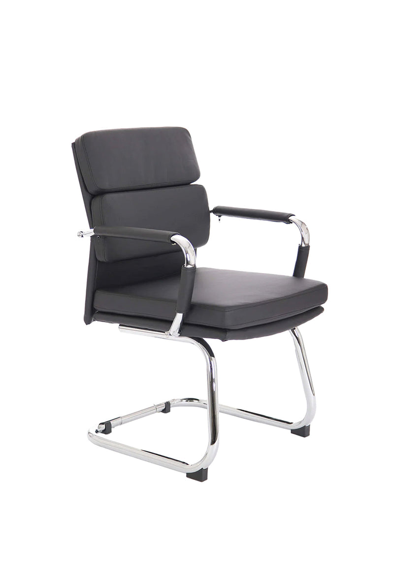 Advocate Medium Back Leather Visitor Chair - Black front view
