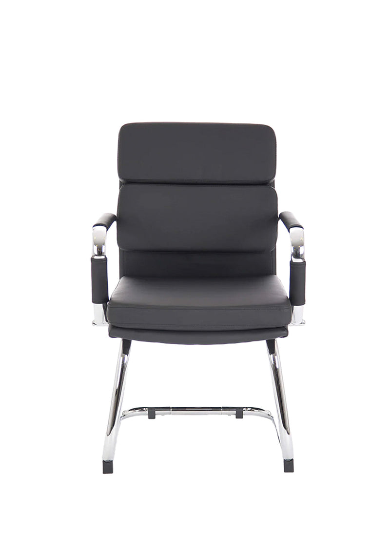 Advocate Medium Back Leather Visitor Chair - Black angle view