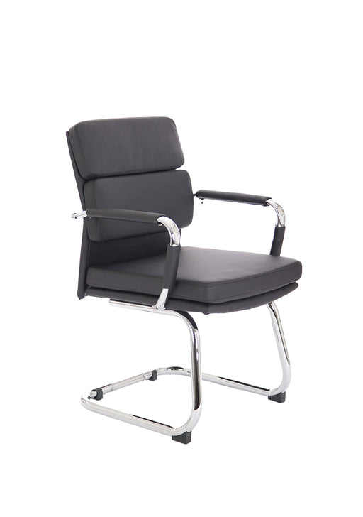 Advocate Medium Back Leather Visitor Chair - Black front view
