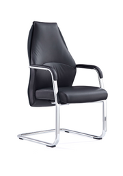 Mien High Back Leather Cantilever Visitor Chair - Black, front view