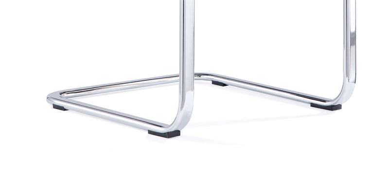 Mien High Back Leather Cantilever Visitor Chair - Black, detail view