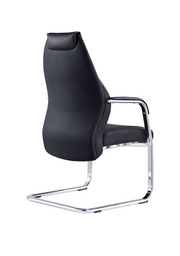 Mien High Back Leather Cantilever Visitor Chair - Black, angle view