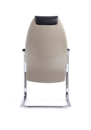 Mien High Back Leather Cantilever Visitor Chair - Black & Mink, side view
