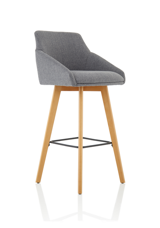 Carmen Wooden Leg High Stool - Grey