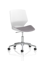 Florence 5 Star Base White Frame Fabric Visitor Chair - Grey Fabric