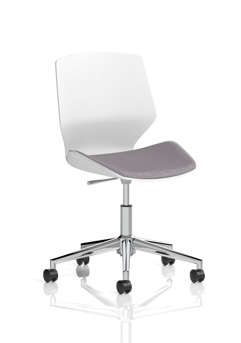 Florence 5 Star Base White Frame Fabric Visitor Chair - Grey Fabric
