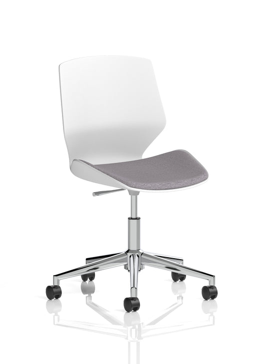 Florence 5 Star Base White Frame Fabric Visitor Chair - Grey Fabric