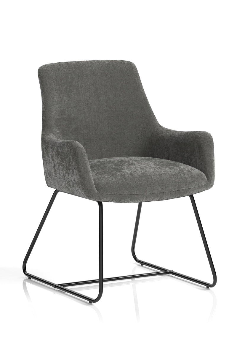 Quote Sled Base Office Reception Chair - Grey Velour