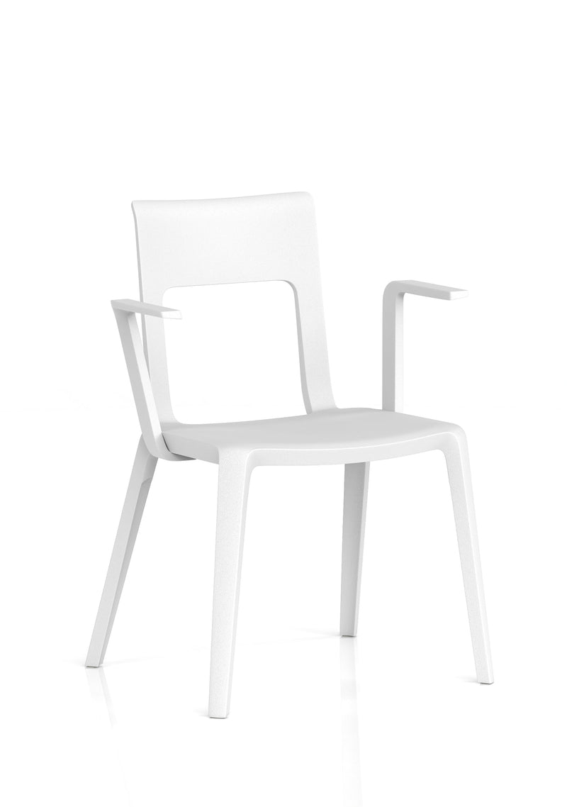 Nest Edge Stacking Cafe & Bistro Chair - White with Arms