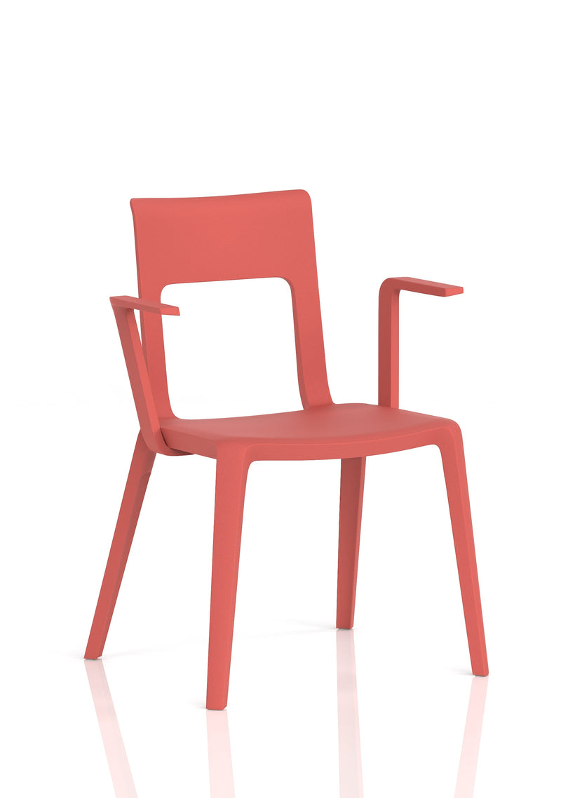Nest Edge Stacking Cafe & Bistro Chair - Red with Arms