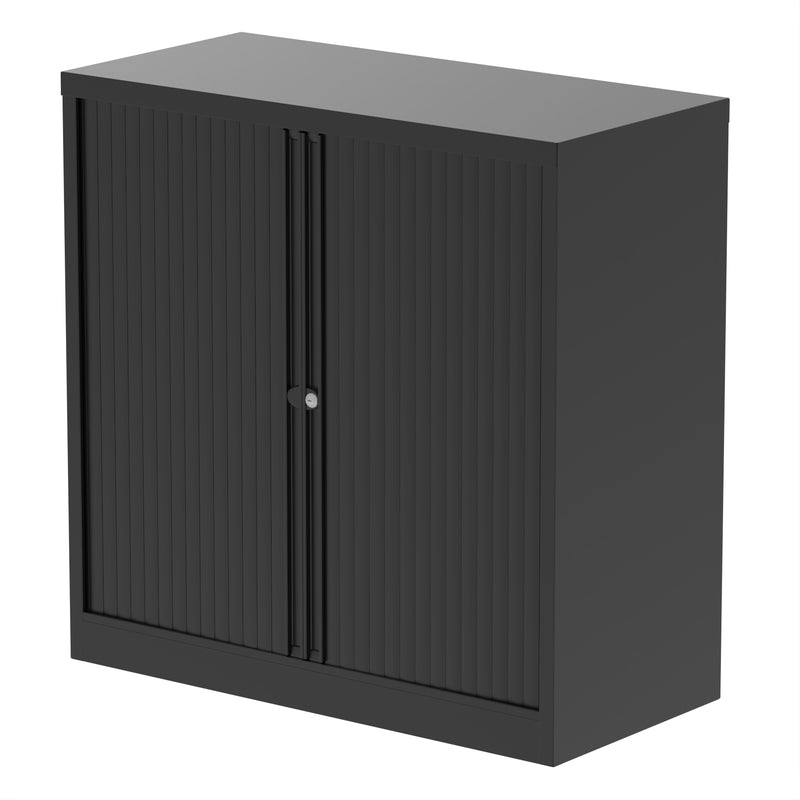 Qube by Bisley Tambour Cupboard - Black - 1000 - Homesplex