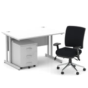 Impulse 1200mm Cantilever Straight Desk With Mobile Pedestal and Chiro Medium Back Black Chair - Home Office Set - view 11